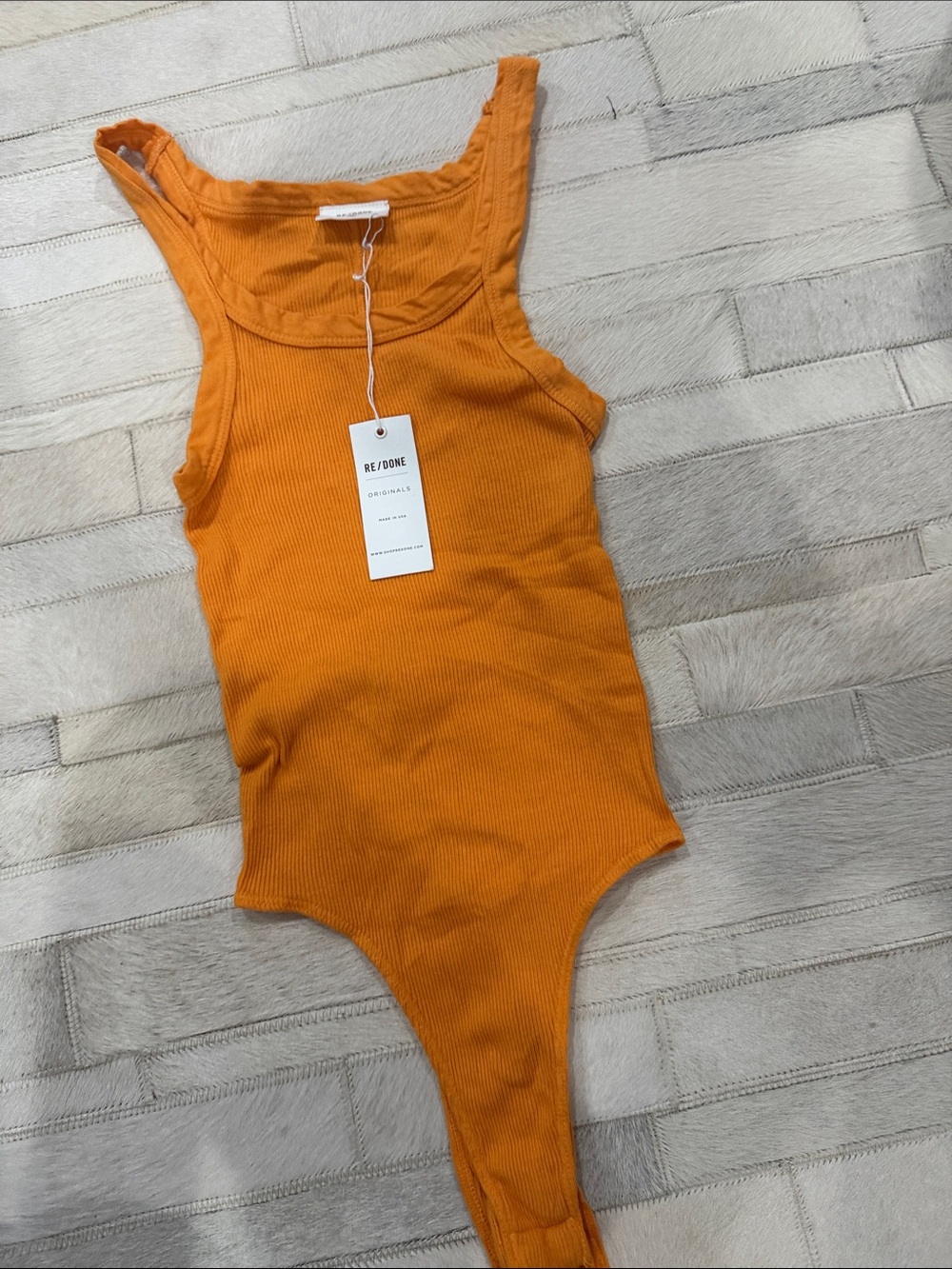 Re/Done Womens  Ribbed Tank One-Piece bodysuit